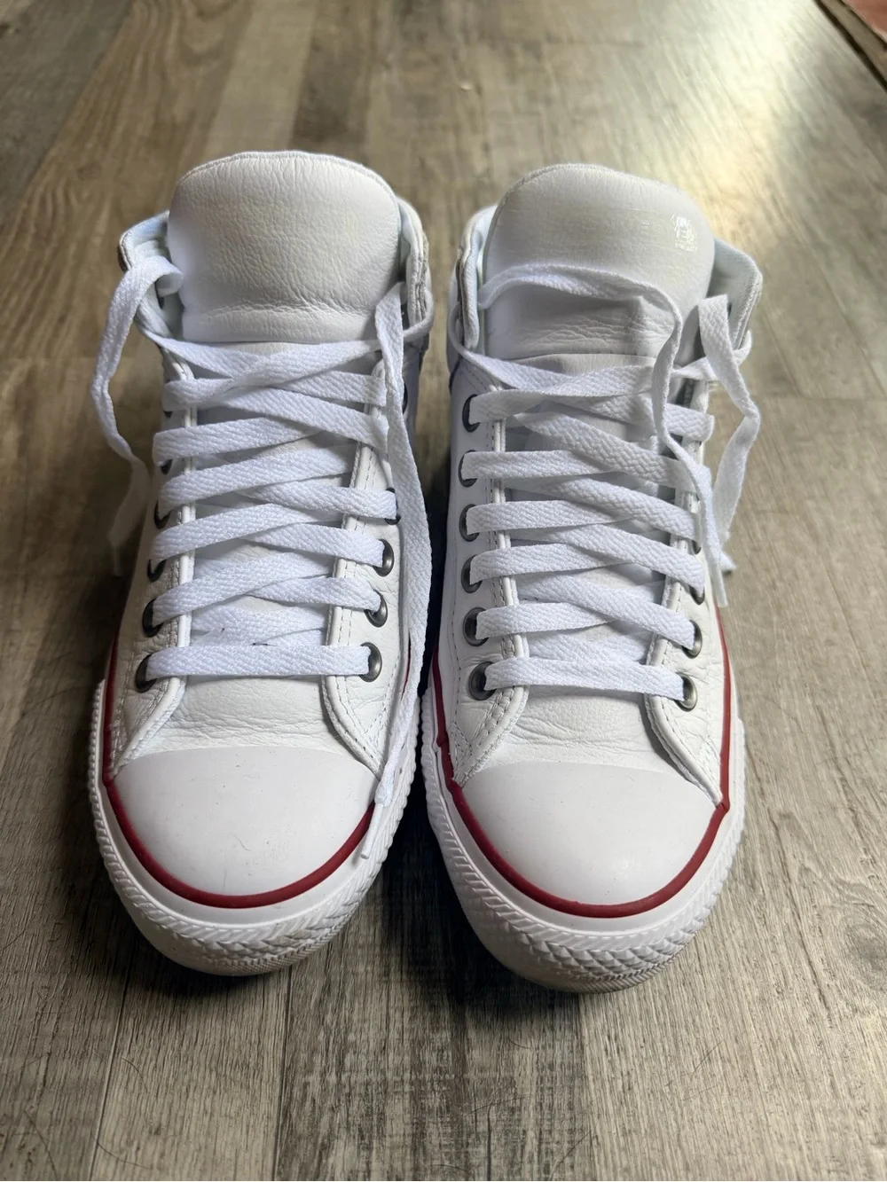 Converse All-Star White Leather High-Top Chuck Taylor Sneakers